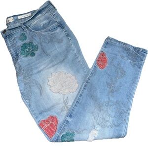 Jessica Simpson Womens Jeans Sz 30 Mika Best Friend Straight Floral Embroidered